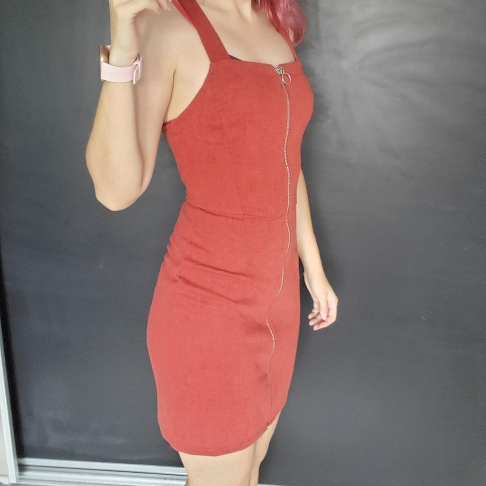 Burnt orange zip dress